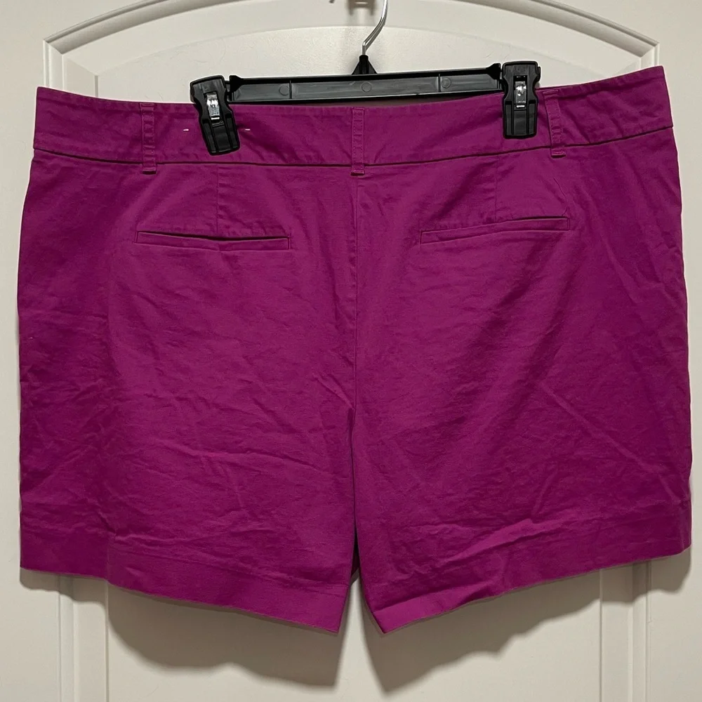 Vibrant Ann Taylor Womens Plus Size 18 Violet Purple Preppy Casual Chino Shorts - Picture 4 of 9